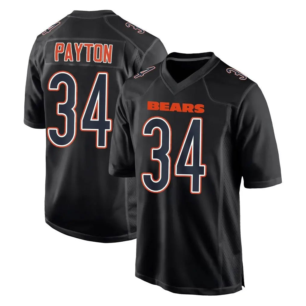 Tlead C.Bears #34 Walter Payton Player Carbon Black Fashion Game Stitched Jerseys