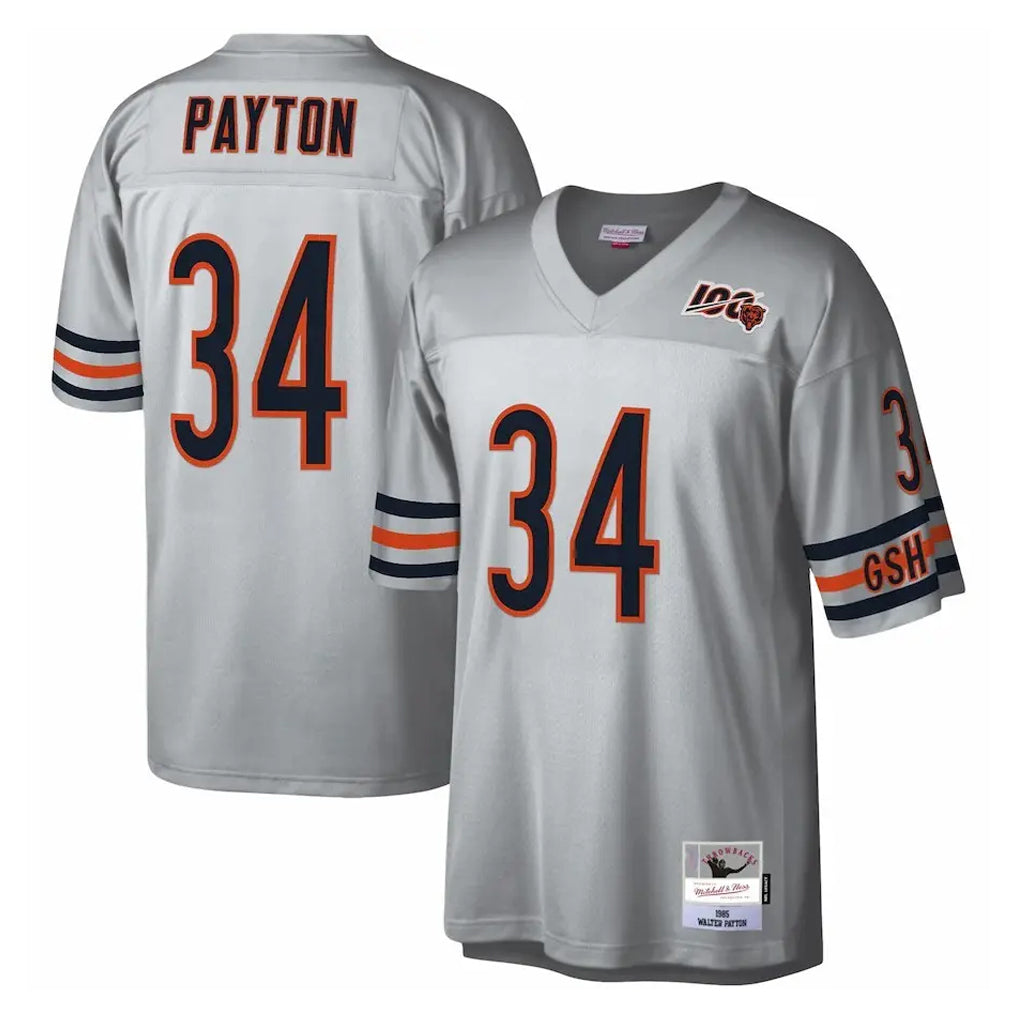 Tlead C.Bears #34 Walter Payton Player Silver Mitchell & Ness Legacy Replica Stitched Jerseys