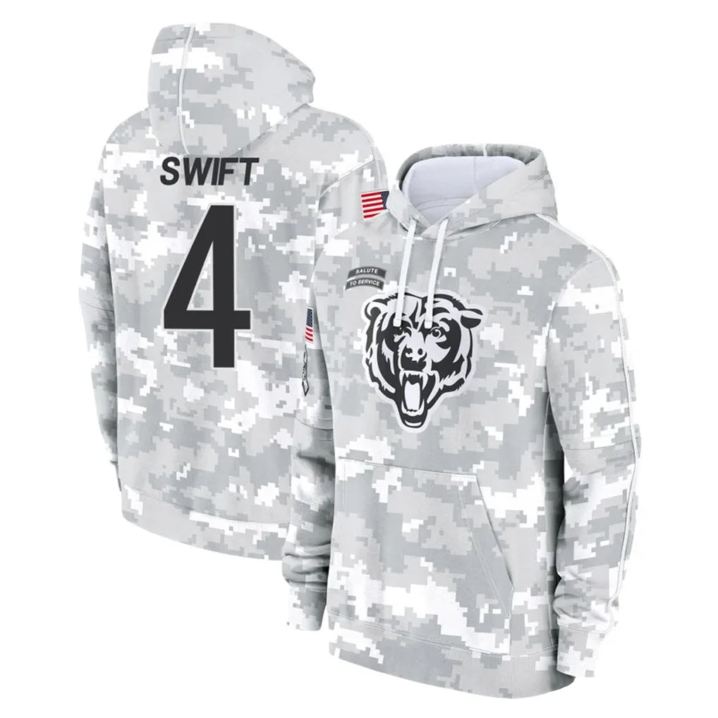 Tlead C.Bears #4 D'Andre Swift Player Arctic Camo Salute to Service Pullover Hoodies Limited Stitched Jerseys