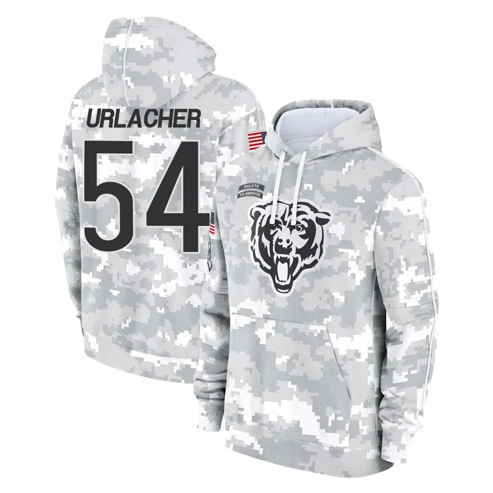 Tlead C.Bears #54 Brian Urlacher Player Arctic Camo Salute to Service Pullover Hoodies Limited Stitched Jerseys