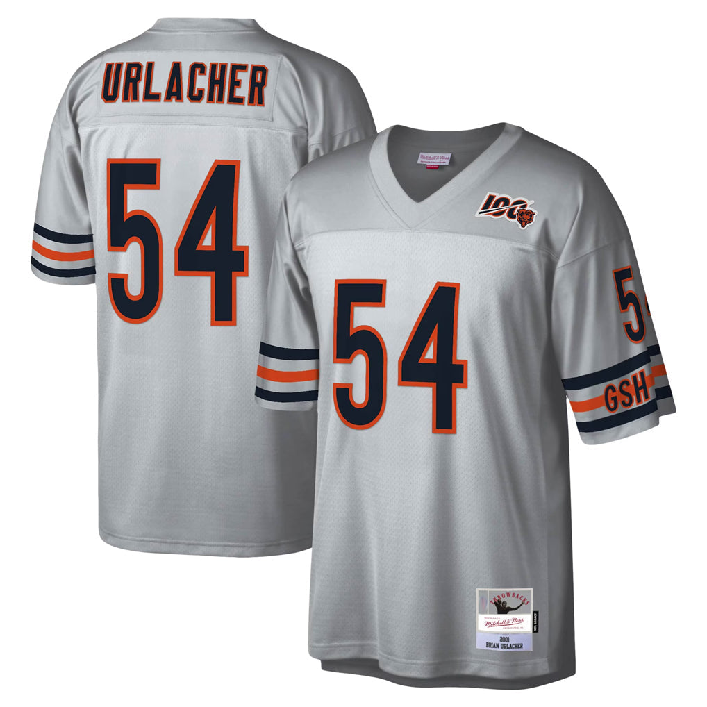 Tlead C.Bears #54 Brian Urlacher Player Silver Mitchell & Ness Legacy Replica Stitched Jerseys