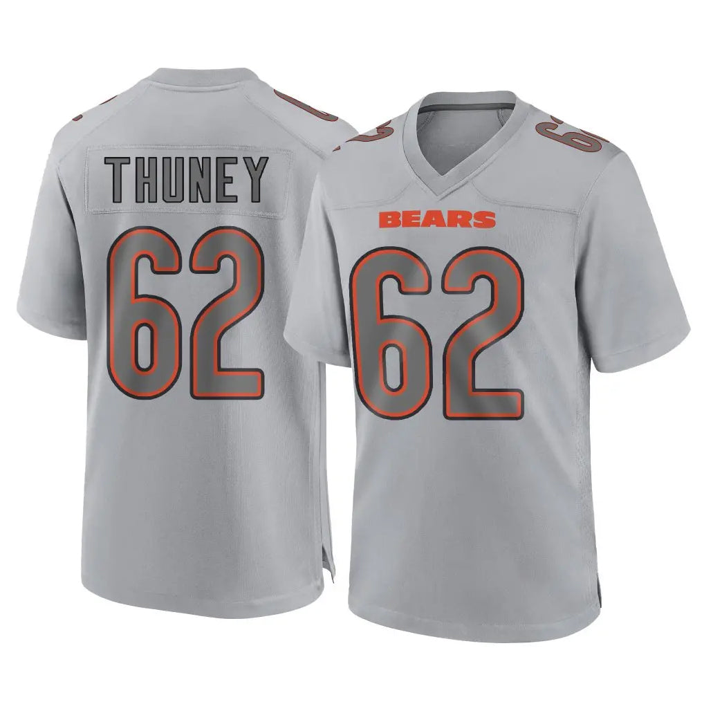 Tlead C.Bears #62 Joe Thuney Player Gray Atmosphere Fashion Game Stitched Jerseys
