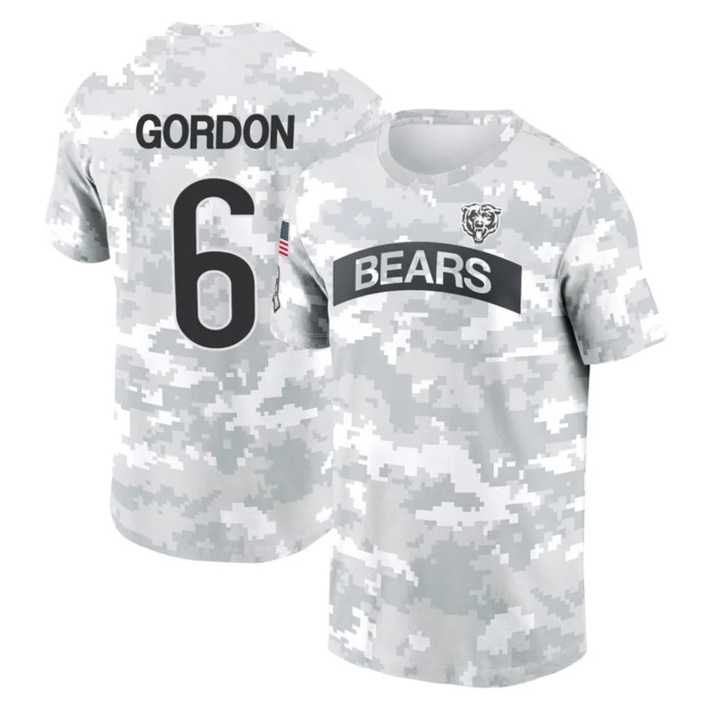 Tlead C.Bears #6 Kyler Gordon Player Arctic Camo Salute to Service Performance T-Shirt Limited Stitched Jerseys