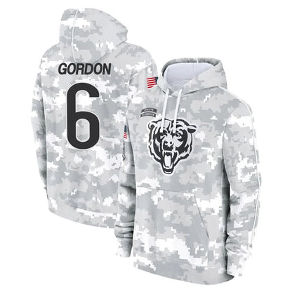 Tlead C.Bears #6 Kyler Gordon Player Arctic Camo Salute to Service Pullover Hoodies Limited Stitched Jerseys