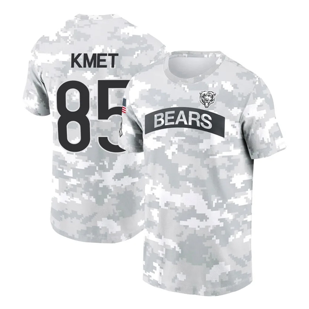 Tlead C.Bears #85 Cole Kmet Player Arctic Camo Salute to Service Performance T-Shirt Limited Stitched Jerseys