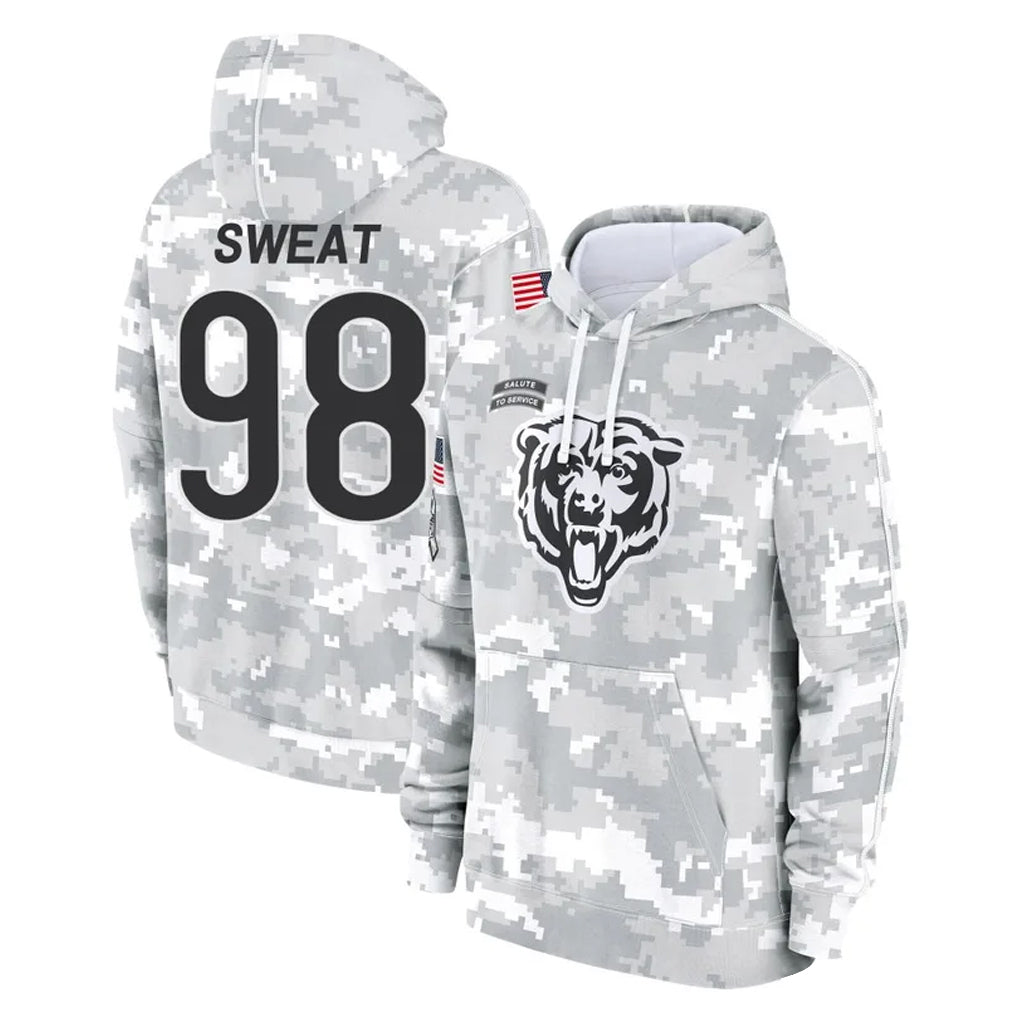Tlead C.Bears #98 Montez Sweat Player Arctic Camo Salute to Service Pullover Hoodies Limited Stitched Jerseys