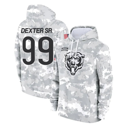 Tlead C.Bears #99 Gervon Dexter Sr. Player Arctic Camo Salute to Service Pullover Hoodies Limited Stitched Jerseys
