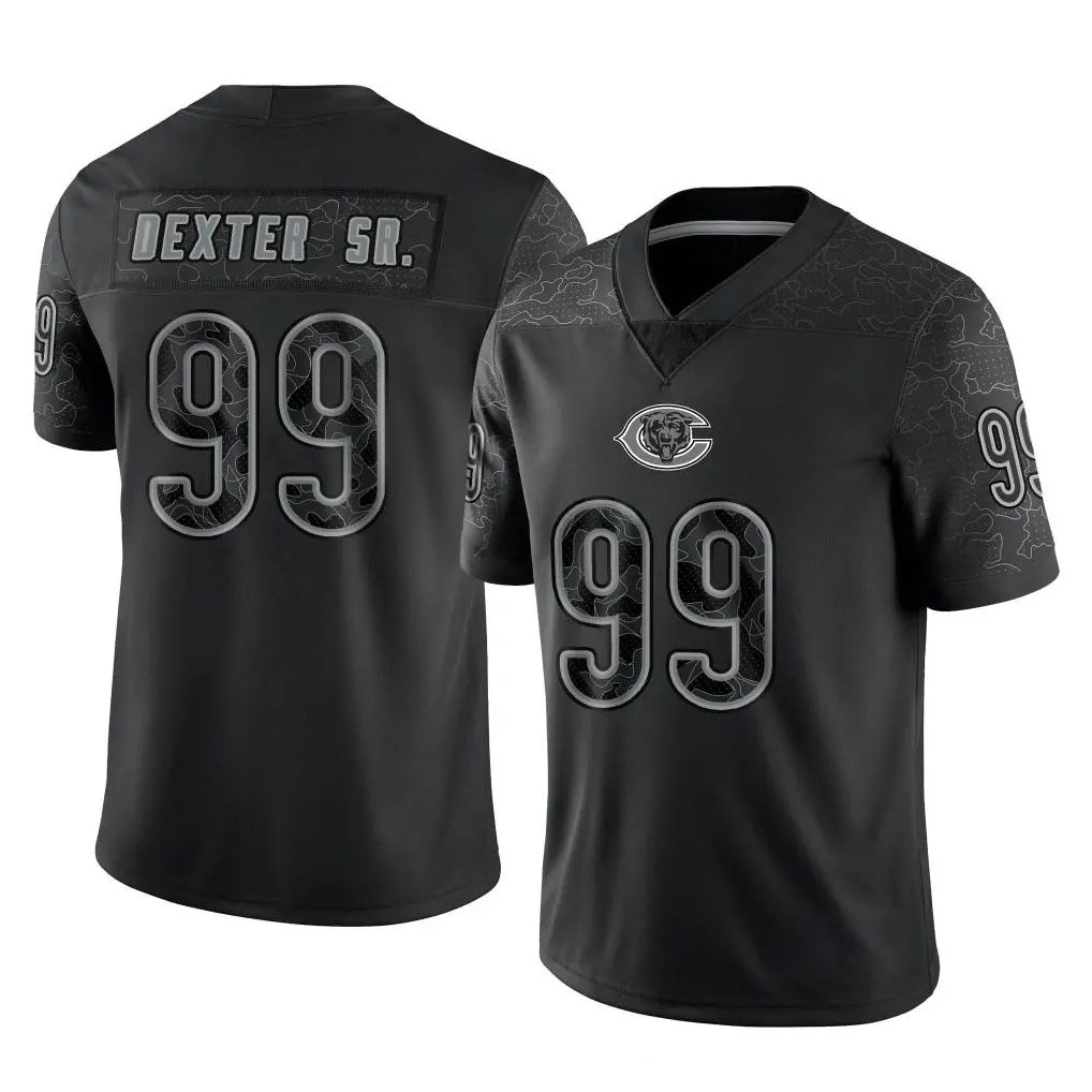 Tlead C.Bears #99 Gervon Dexter Sr. Player Black REFLECTIVE Limited Game Stitched Jerseys