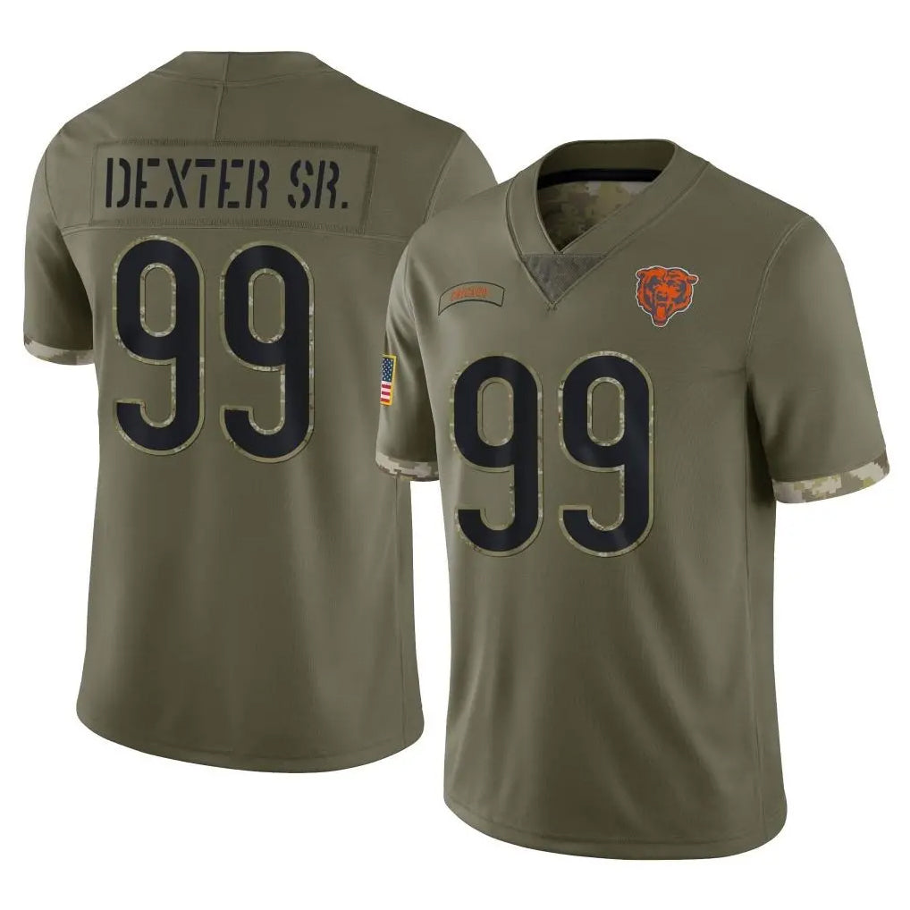 Tlead C.Bears #99 Gervon Dexter Sr. Player Olive Salute to Service Limited Game Stitched Jerseys