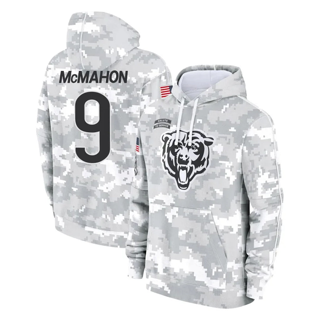 Tlead C.Bears #9 Jim McMahon Player Arctic Camo Salute to Service Pullover Hoodies Limited Stitched Jerseys