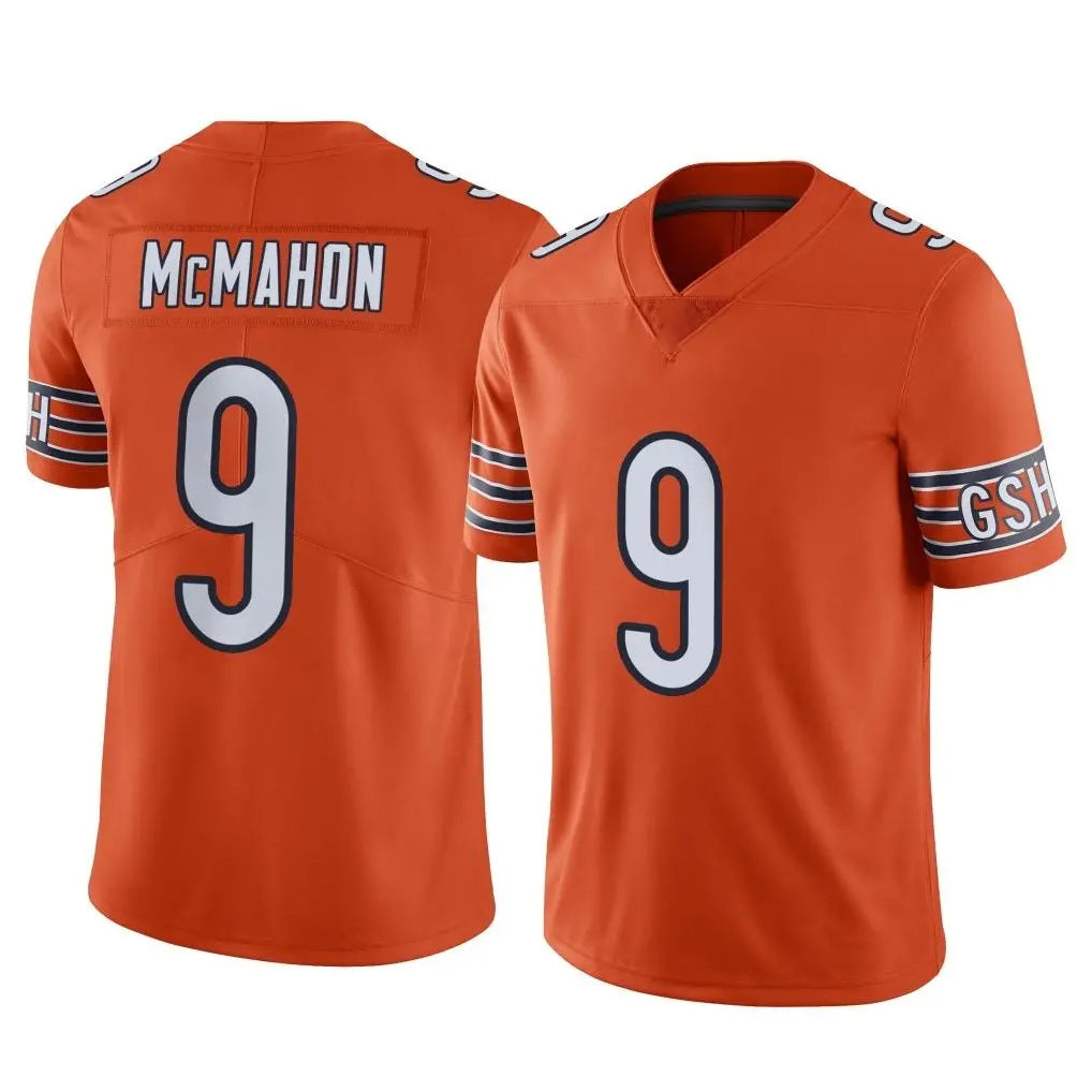 Tlead C.Bears #9 Jim McMahon Player Orange Alternate Vapor Limited Home Game Stitched Jerseys