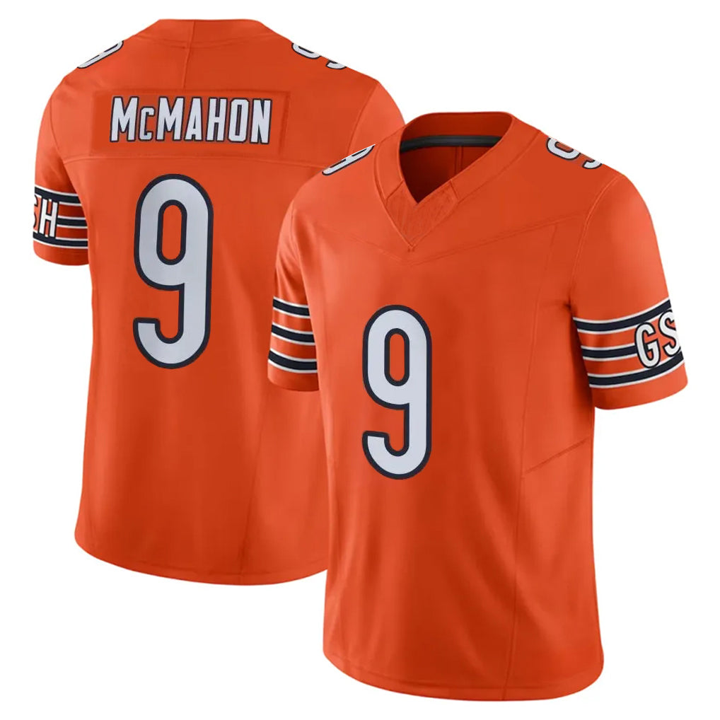 Tlead C.Bears #9 Jim McMahon Player Orange Vapor F.U.S.E. Limited Home Game Stitched Jerseys