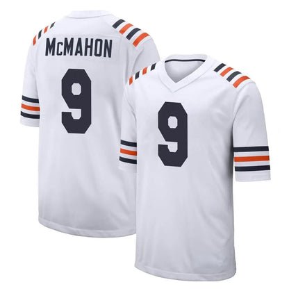 Tlead C.Bears #9 Jim McMahon Player White Classic Home Game Stitched Jerseys