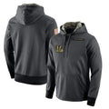 Tlead C.Bengals Anthracite Salute to Service Player Performance Hoodie Blank Player Stitched Jerseys