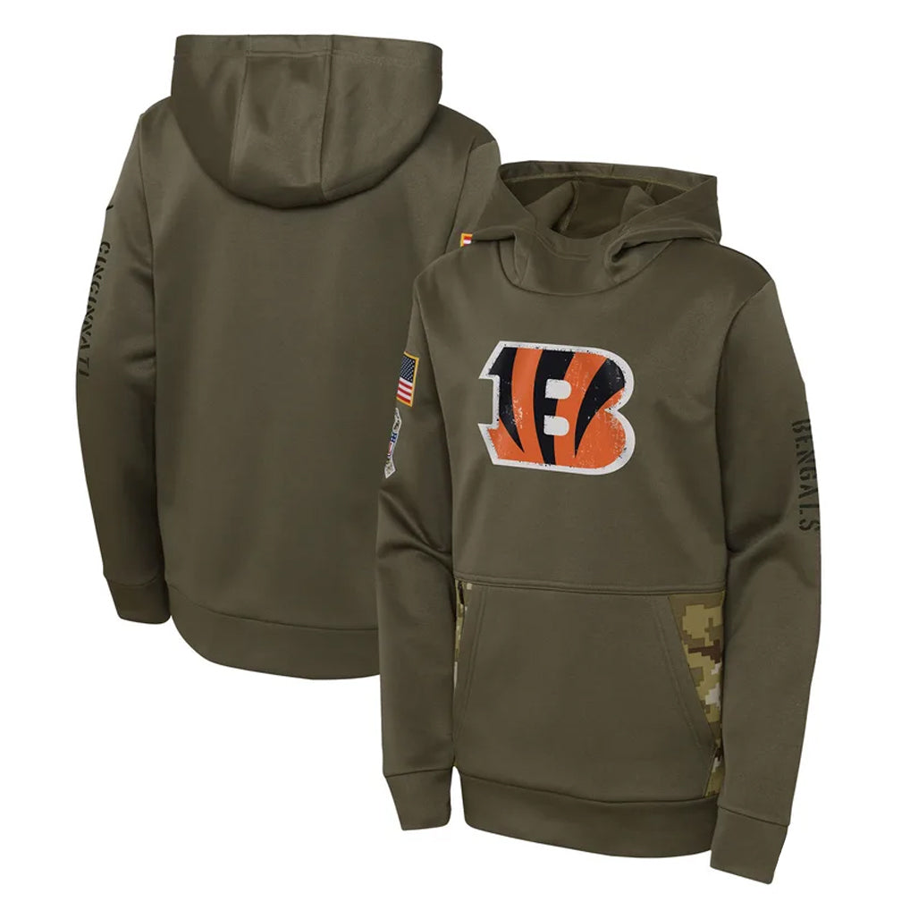 Tlead C.Bengals Olive Salute to Service Performance Pullover Hoodie Blank Player Stitched Jerseys