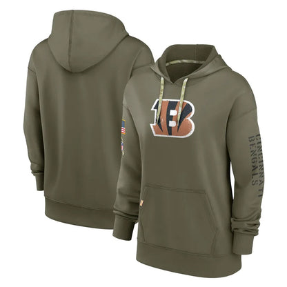 Tlead C.Bengals Olive Salute to Service Performance Pullover Hoodie Limited Blank Player Stitched Jerseys