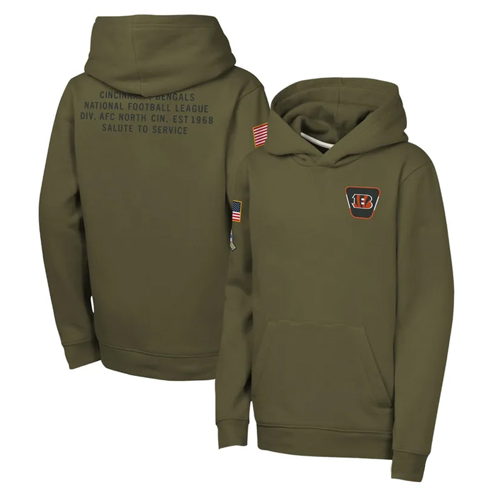 Tlead C.Bengals Olive Salute to Service Pullover Hoodies Limited Blank Player Stitched Jerseys