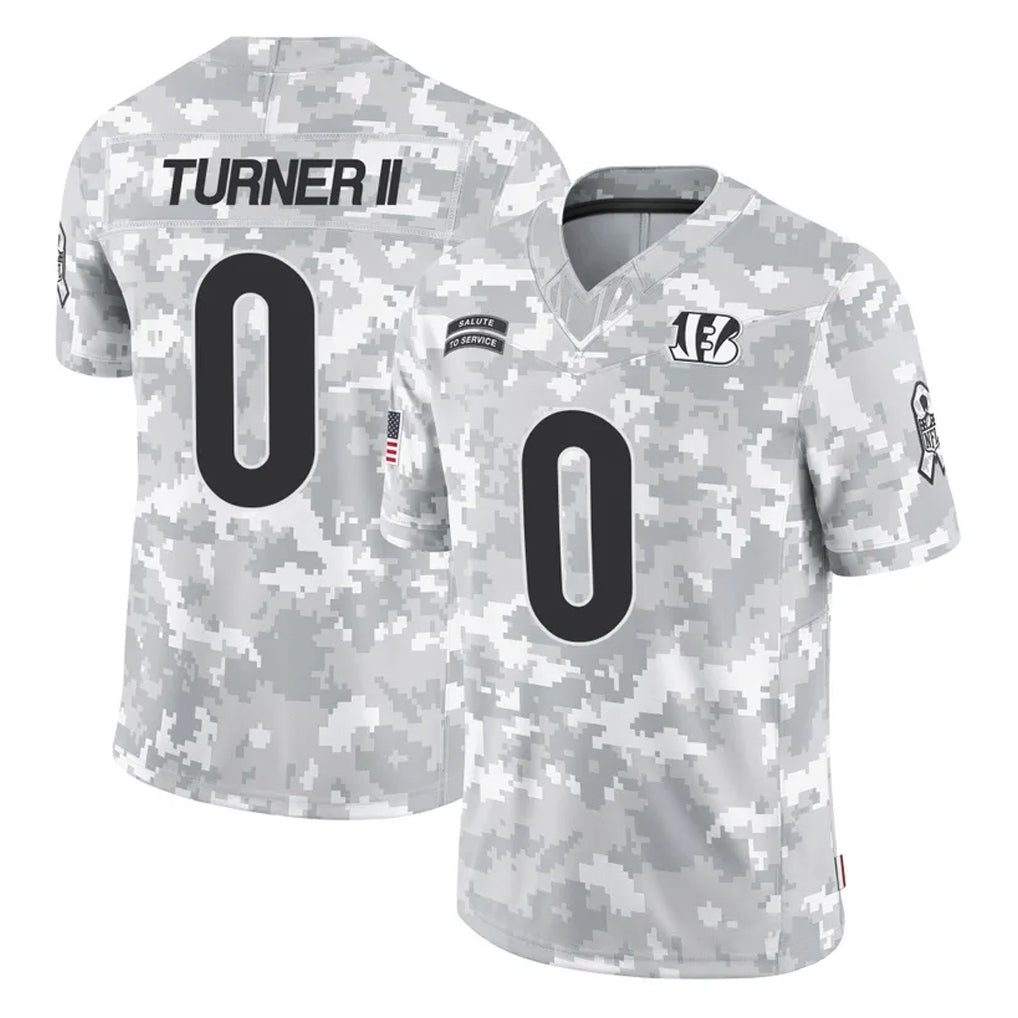 Tlead C.Bengals #0 DJ Turner II Player Arctic Camo Salute to Service Limited Stitched Jerseys