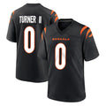 Tlead C.Bengals #0 DJ Turner II Player Black Home Game Stitched Jerseys