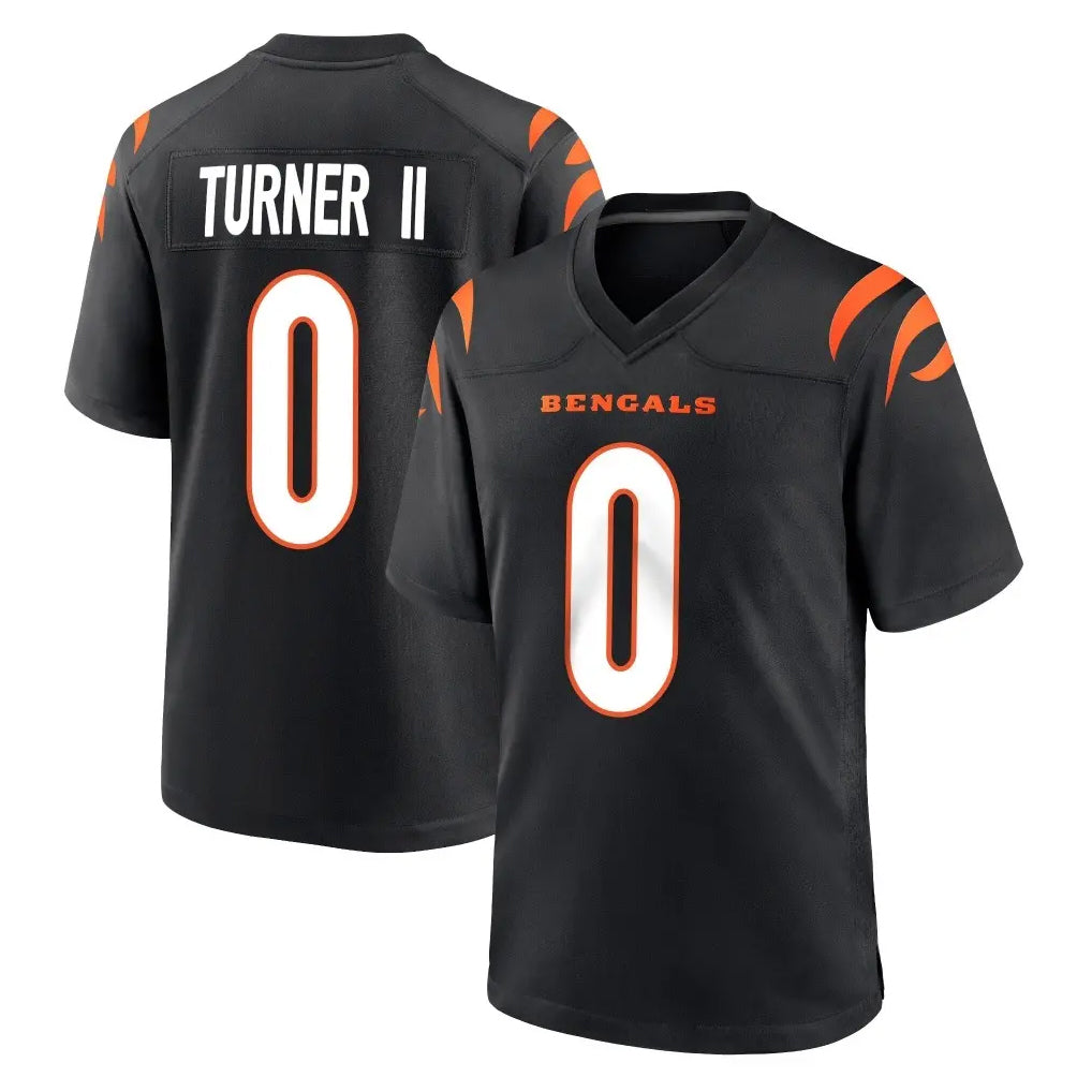 Tlead C.Bengals #0 DJ Turner II Player Black Home Game Stitched Jerseys