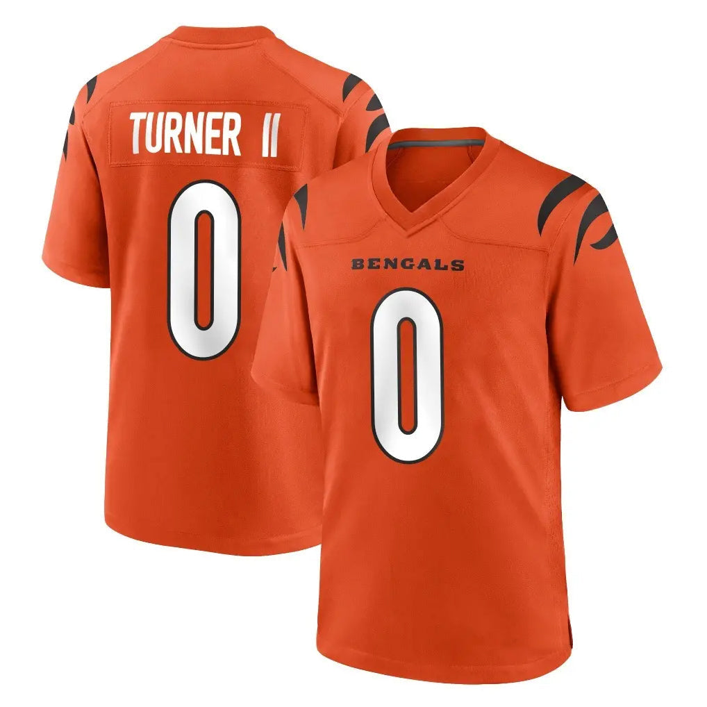 Tlead C.Bengals #0 DJ Turner II Player Orange Home Game Stitched Jerseys
