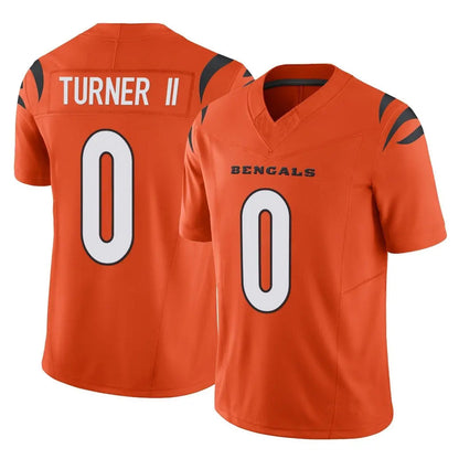 Tlead C.Bengals #0 DJ Turner II Player Orange Vapor F.U.S.E. Limited Home Game Stitched Jerseys