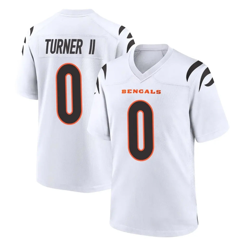 Tlead C.Bengals #0 DJ Turner II Player White Home Game Stitched Jerseys
