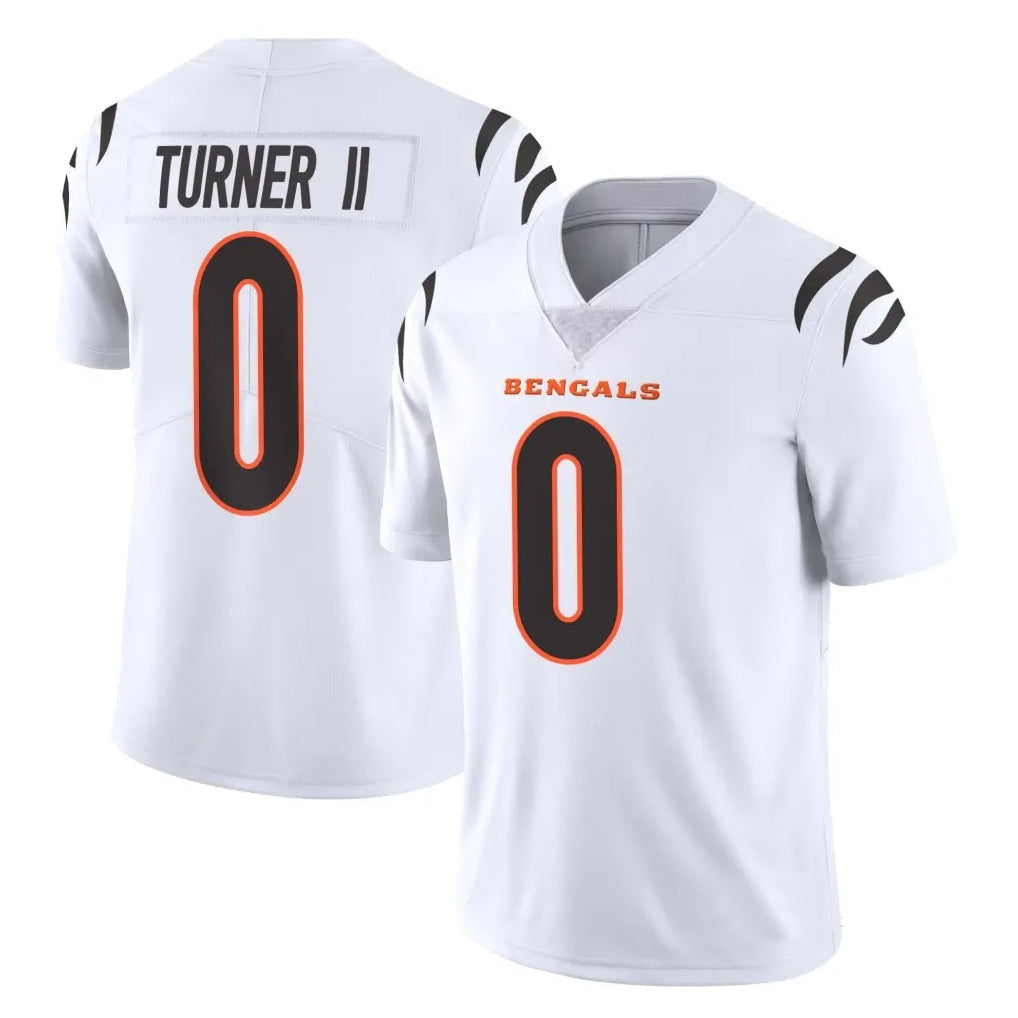 Tlead C.Bengals #0 DJ Turner II Player White Vapor Untouchable Limited Home Game Stitched Jerseys