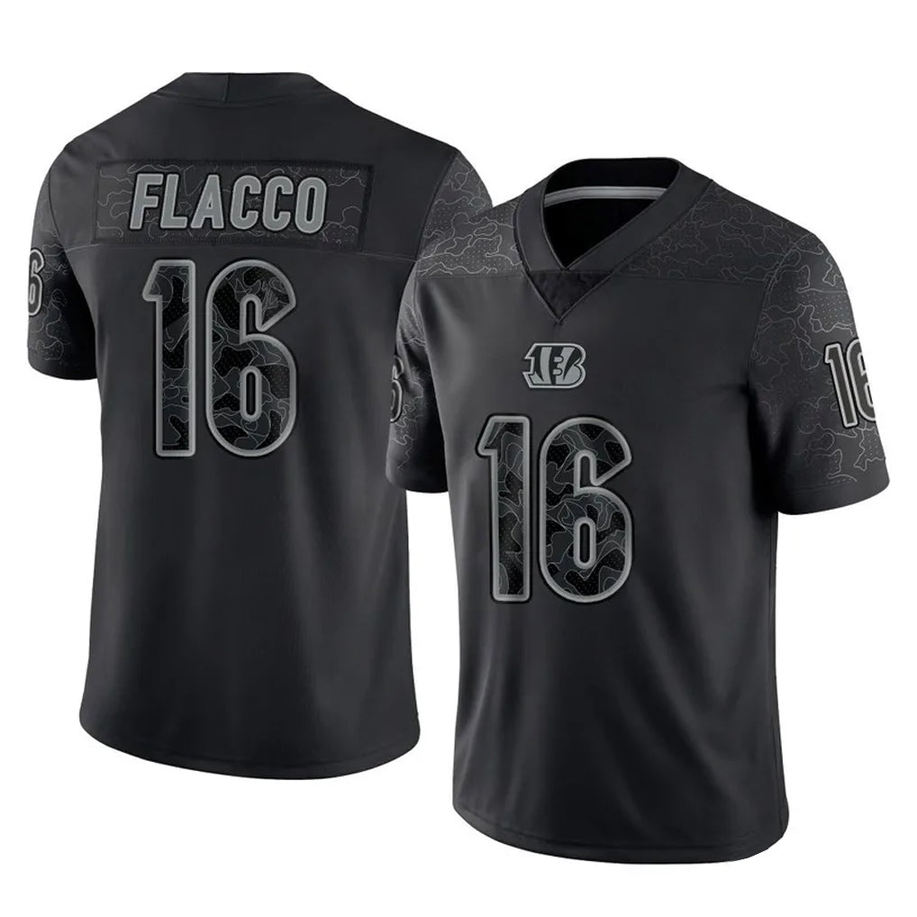 Tlead C.Bengals #16 Joe Flacco Player Black Reflective Limited Game Stitched Jerseys