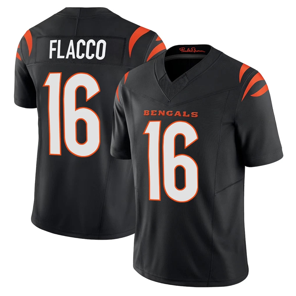 Tlead C.Bengals #16 Joe Flacco Player Black Vapor F.U.S.E. Limited Home Game Stitched Jerseys