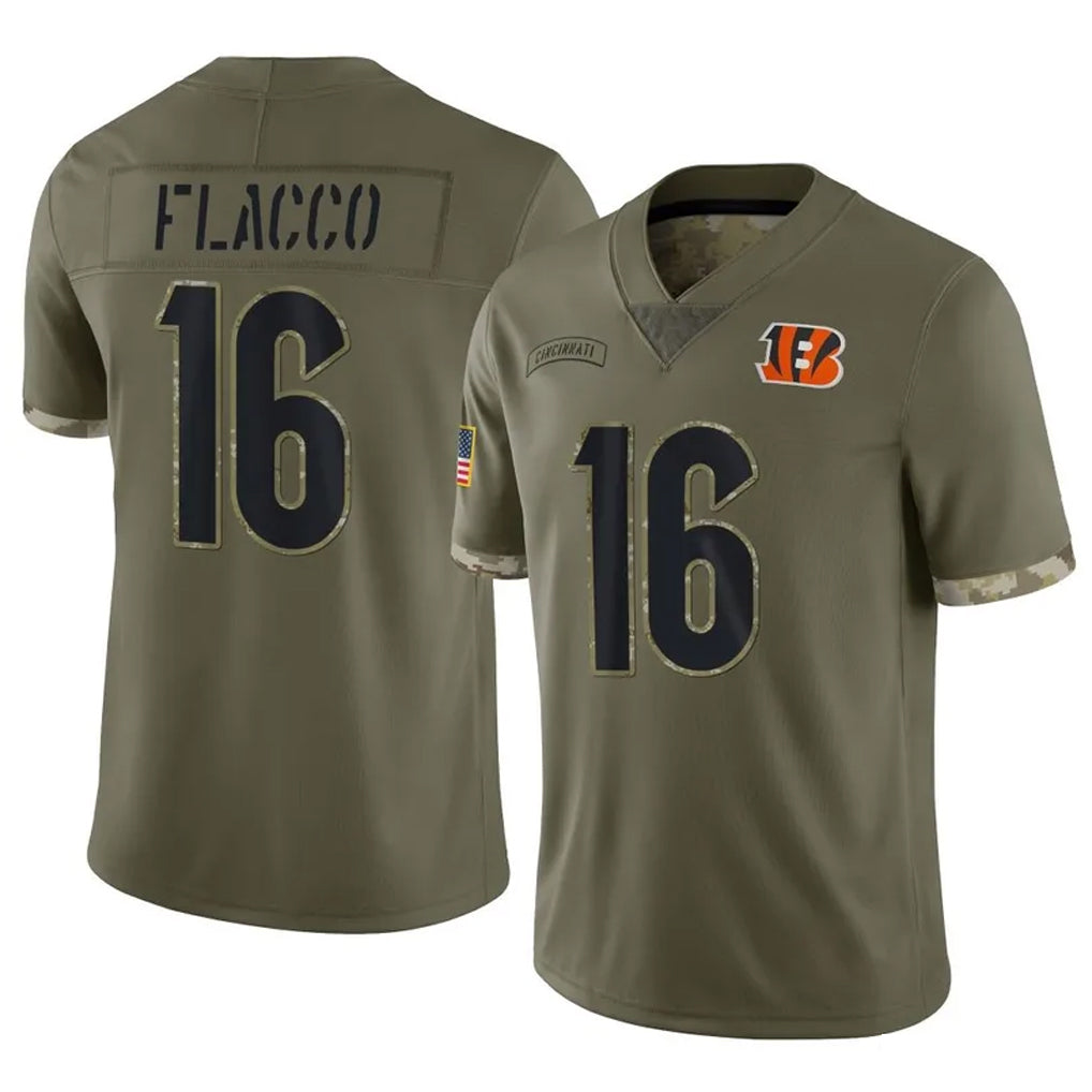 Tlead C.Bengals #16 Joe Flacco Player Olive Salute to Service Limited Game Stitched Jerseys