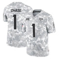 Tlead C.Bengals #1 Ja'Marr Chase Player Arctic Camo Salute to Service Limited Stitched Jerseys