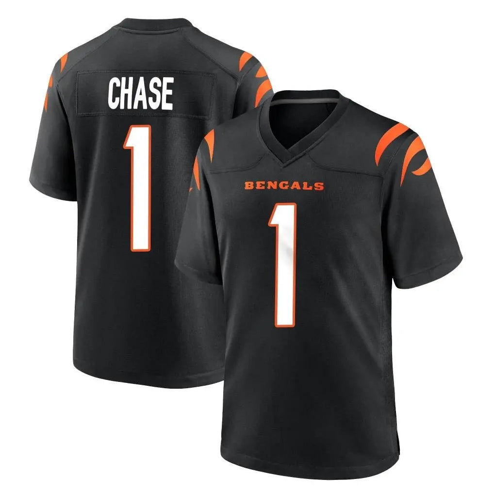 Tlead C.Bengals #1 Ja'Marr Chase Player Black Home Game Stitched Jerseys