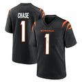 Tlead C.Bengals #1 Ja'Marr Chase Player Black Home Game Stitched Jerseys