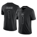 Tlead C.Bengals #1 Ja'Marr Chase Player Black Reflective Limited Game Stitched Jerseys