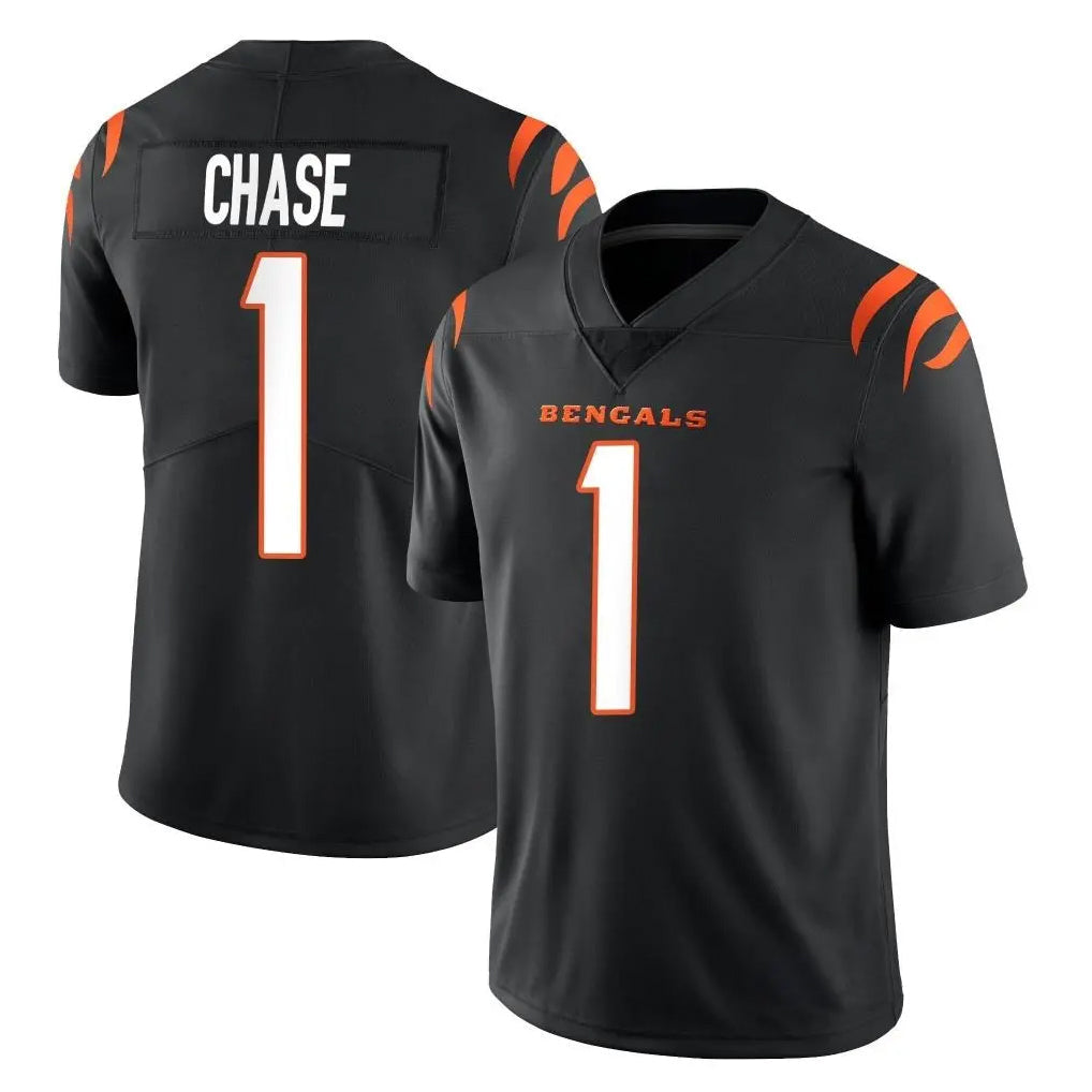 Tlead C.Bengals #1 Ja'Marr Chase Player Black Vapor Untouchable Limited Home Game Stitched Jerseys