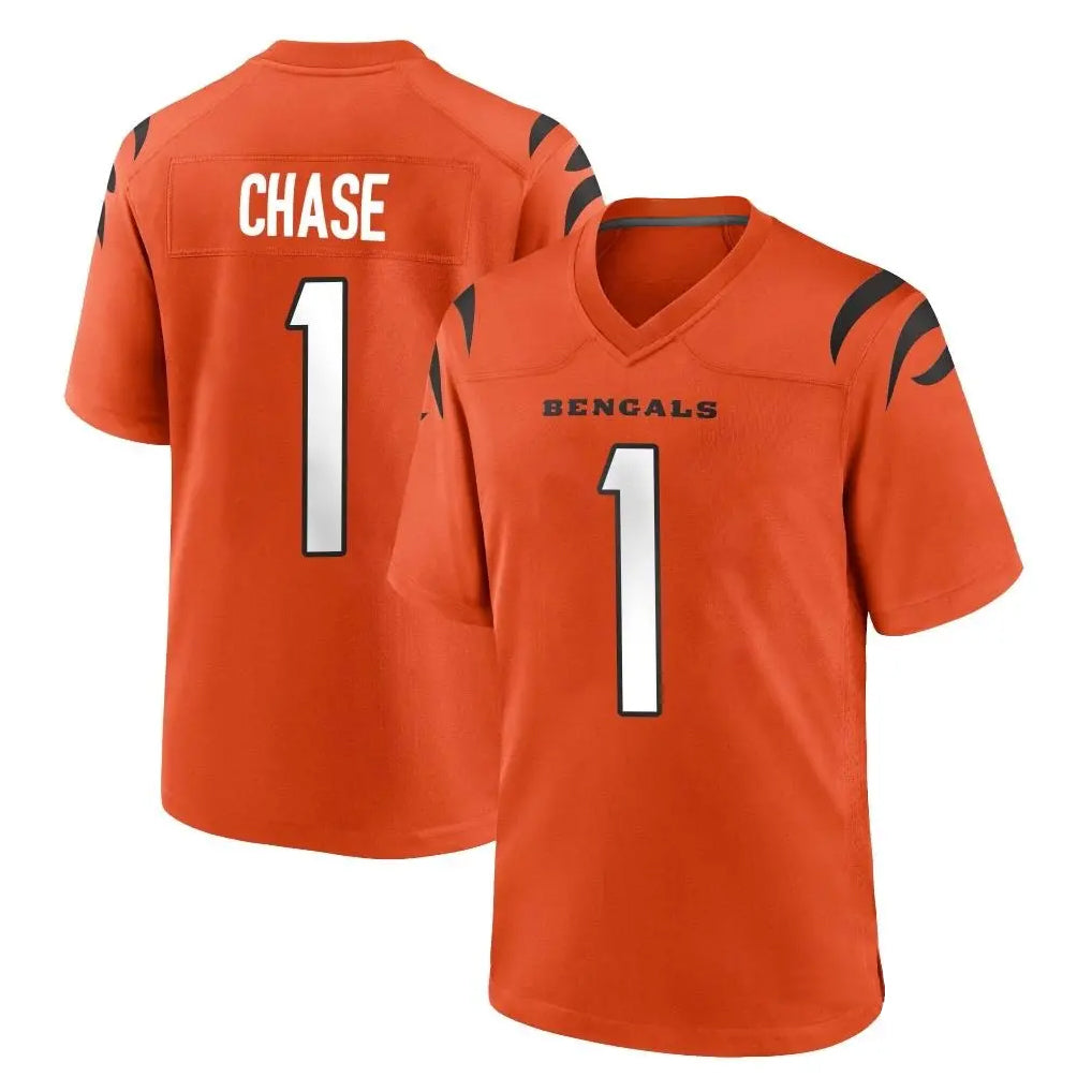 Tlead C.Bengals #1 Ja'Marr Chase Player Orange Home Game Stitched Jerseys