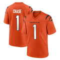 Tlead C.Bengals #1 Ja'Marr Chase Player Orange Home Game Stitched Jerseys