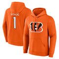 Tlead C.Bengals #1 Ja'Marr Chase Player Orange Salute to Service Pullover Hoodie Limited Stitched Jerseys