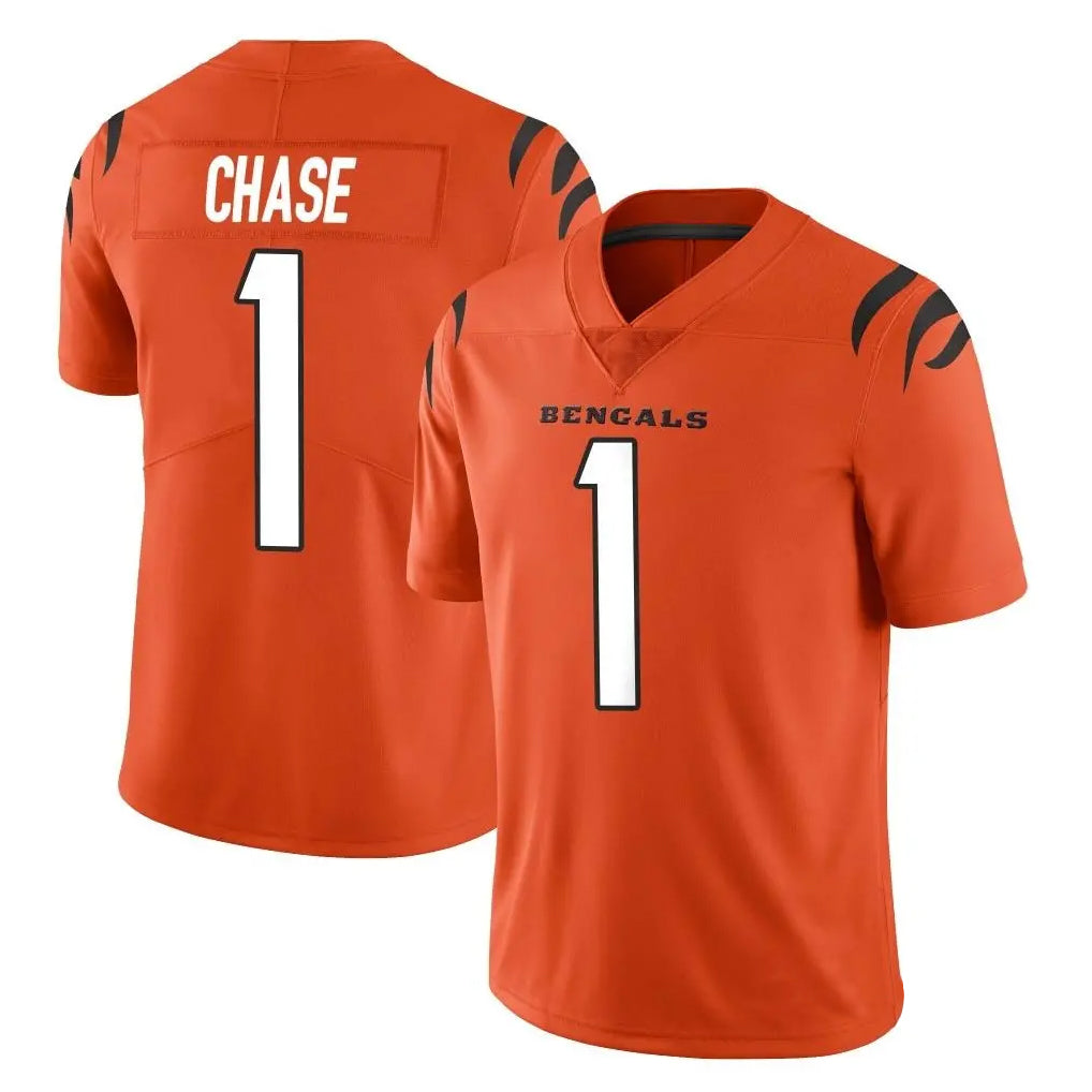 Tlead C.Bengals #1 Ja'Marr Chase Player Orange Vapor Untouchable Limited Home Game Stitched Jerseys