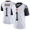 Tlead C.Bengals #1 Ja'Marr Chase Player White Color Rush Vapor Untouchable Limted Home Game Stitched Jerseys