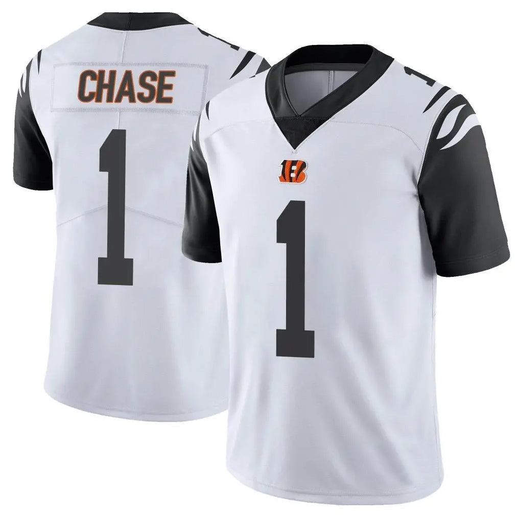Tlead C.Bengals #1 Ja'Marr Chase Player White Color Rush Vapor Untouchable Limted Home Game Stitched Jerseys