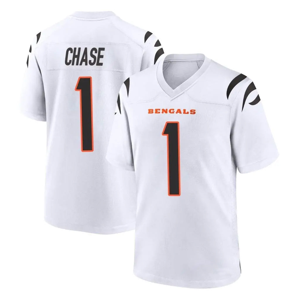 Tlead C.Bengals #1 Ja'Marr Chase Player White Home Game Stitched Jerseys