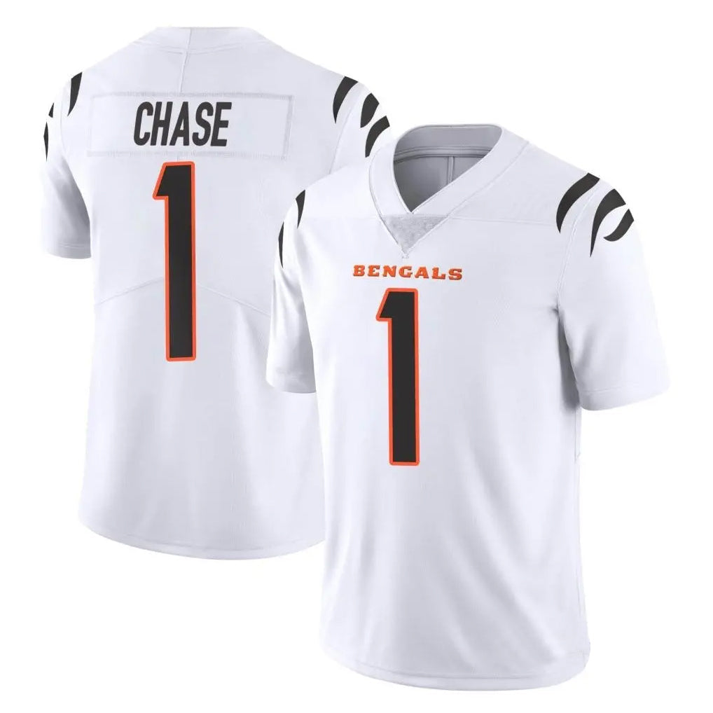 Tlead C.Bengals #1 Ja'Marr Chase Player White Vapor Untouchable Limited Home Game Stitched Jerseys