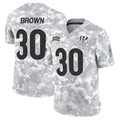 Tlead C.Bengals #30 Chase Brown Player Arctic Camo Salute to Service Limited Stitched Jerseys