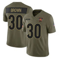 Tlead C.Bengals #30 Chase Brown Player Olive Salute to Service Limited Home Game Stitched Jerseys