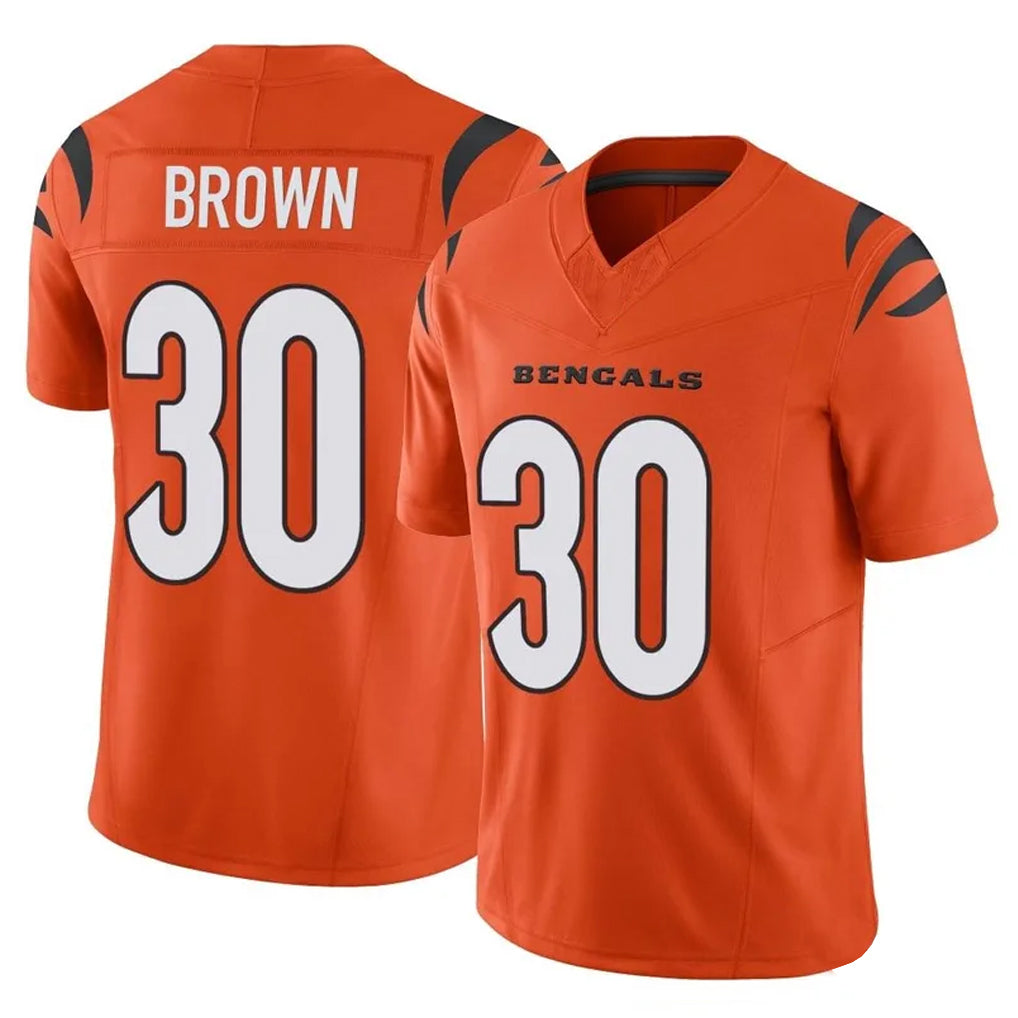 Tlead C.Bengals #30 Chase Brown Player Orange Vapor F.U.S.E. Limited Home Game Stitched Jerseys