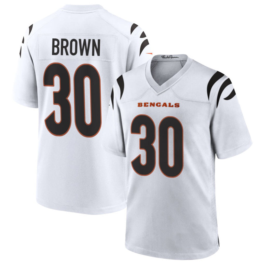 Tlead C.Bengals #30 Chase Brown Player White Home Game Stitched Jerseys