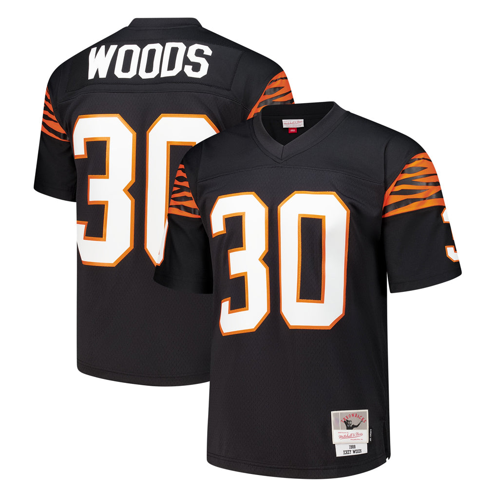 Tlead C.Bengals #30 Ickey Woods Player Black Mitchell & Ness 1988 Legacy Replica Stitched Jerseys