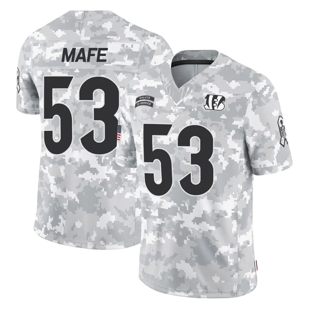Tlead C.Bengals #53 Boye Mafe Player Arctic Camo Salute to Service Limited Stitched Jerseys